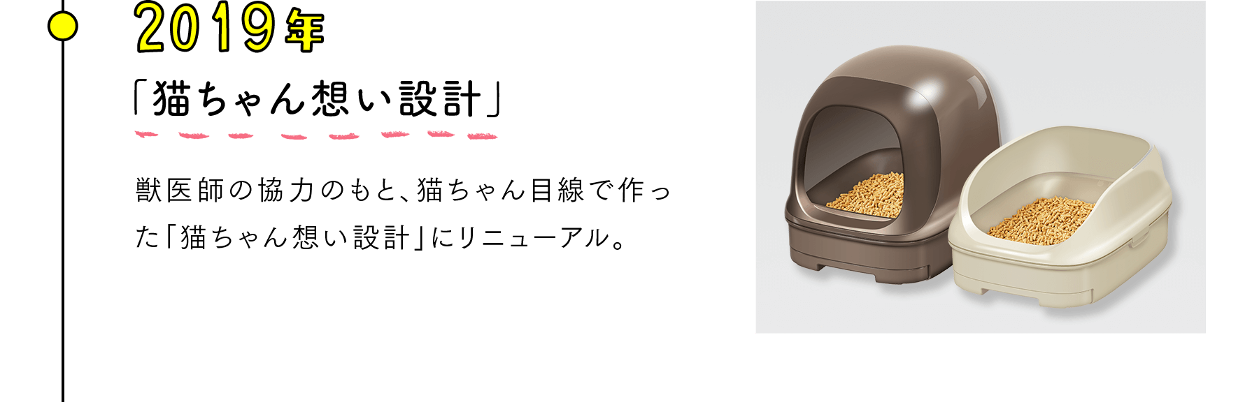 2019年 「猫ちゃん想い設計」 獣医師の協力のもと、猫ちゃん目線で作った「猫ちゃん想い設計」にリニューアル。