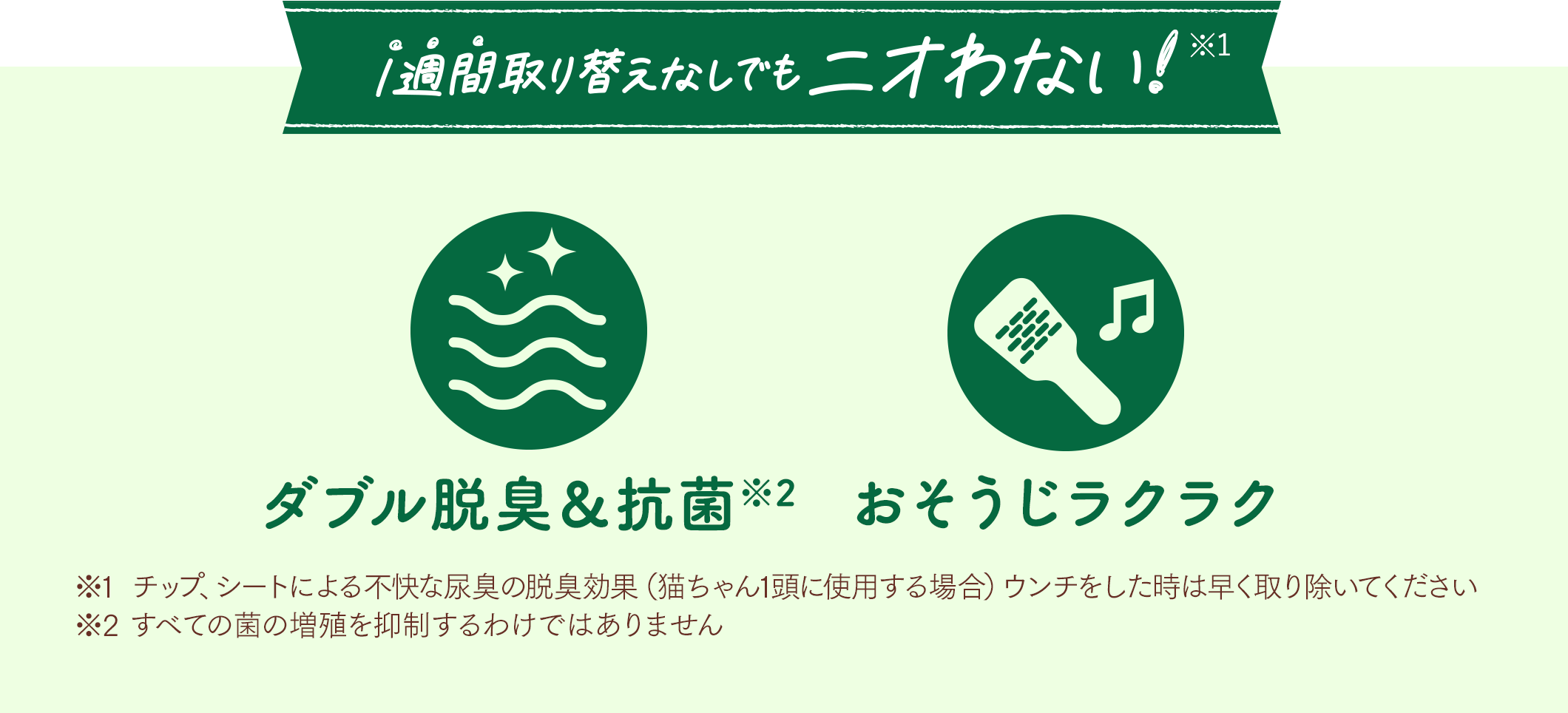 1週間取り替えなしでもニオわない！／ダブル脱臭&抗菌。お掃除ラクラク