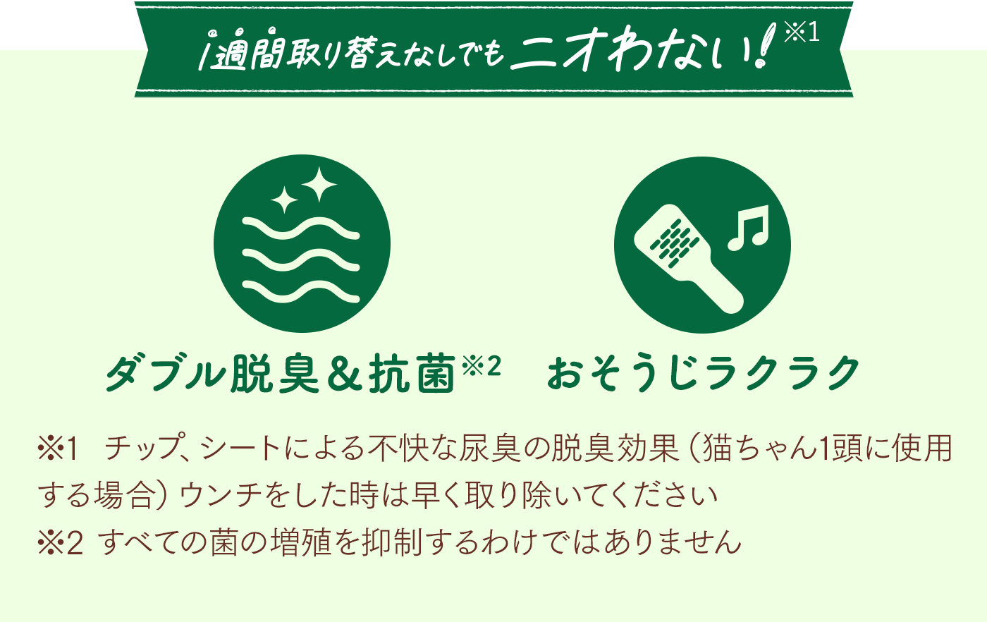 1週間取り替えなしでもニオわない！／ダブル脱臭&抗菌。お掃除ラクラク