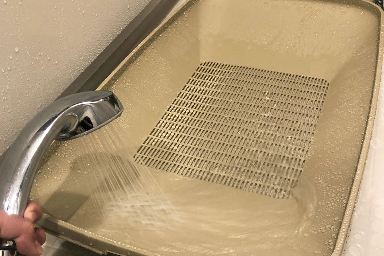 トイレを洗っている様子