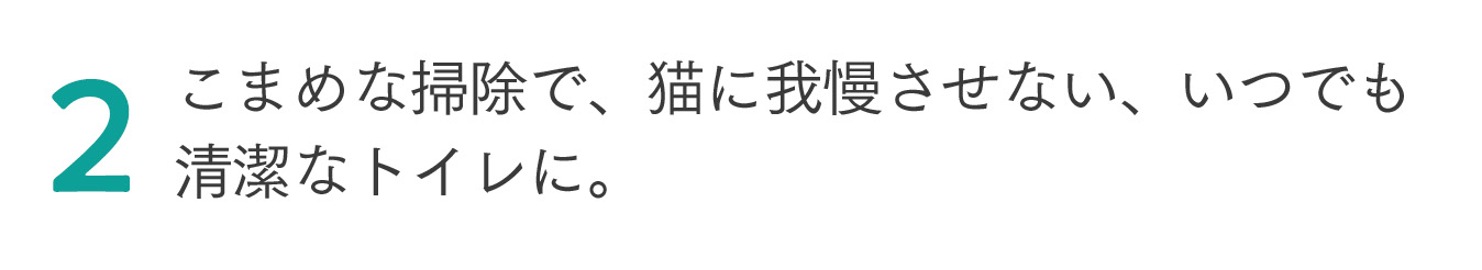 2 こまめな掃除で、猫に我慢させない、いつでも清潔なトイレに。