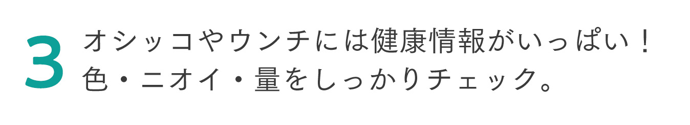 3 オシッコやウンチには健康情報がいっぱい!色・ニオイ・量をしっかりチェック。