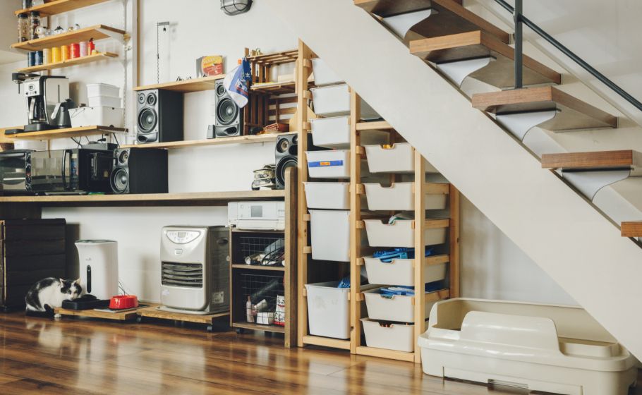 写真：リビングに「ニャンとも清潔トイレ のびのびリラックス」を置いている様子