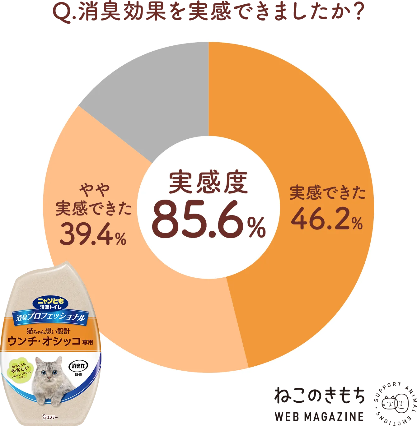 Q.消臭効果を実感できましたか？実感度 85.6%