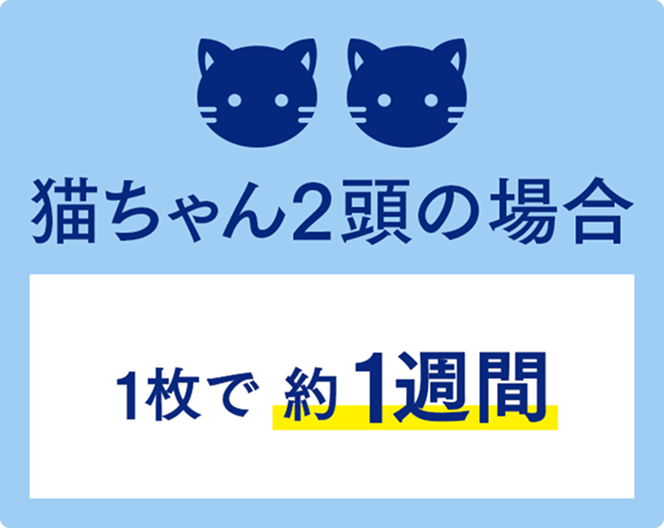 猫ちゃん2頭の場合 1枚で約1週間