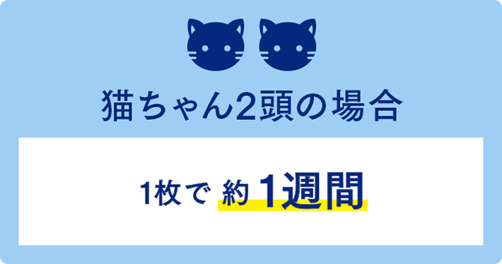 猫ちゃん2頭の場合 1枚で約1週間