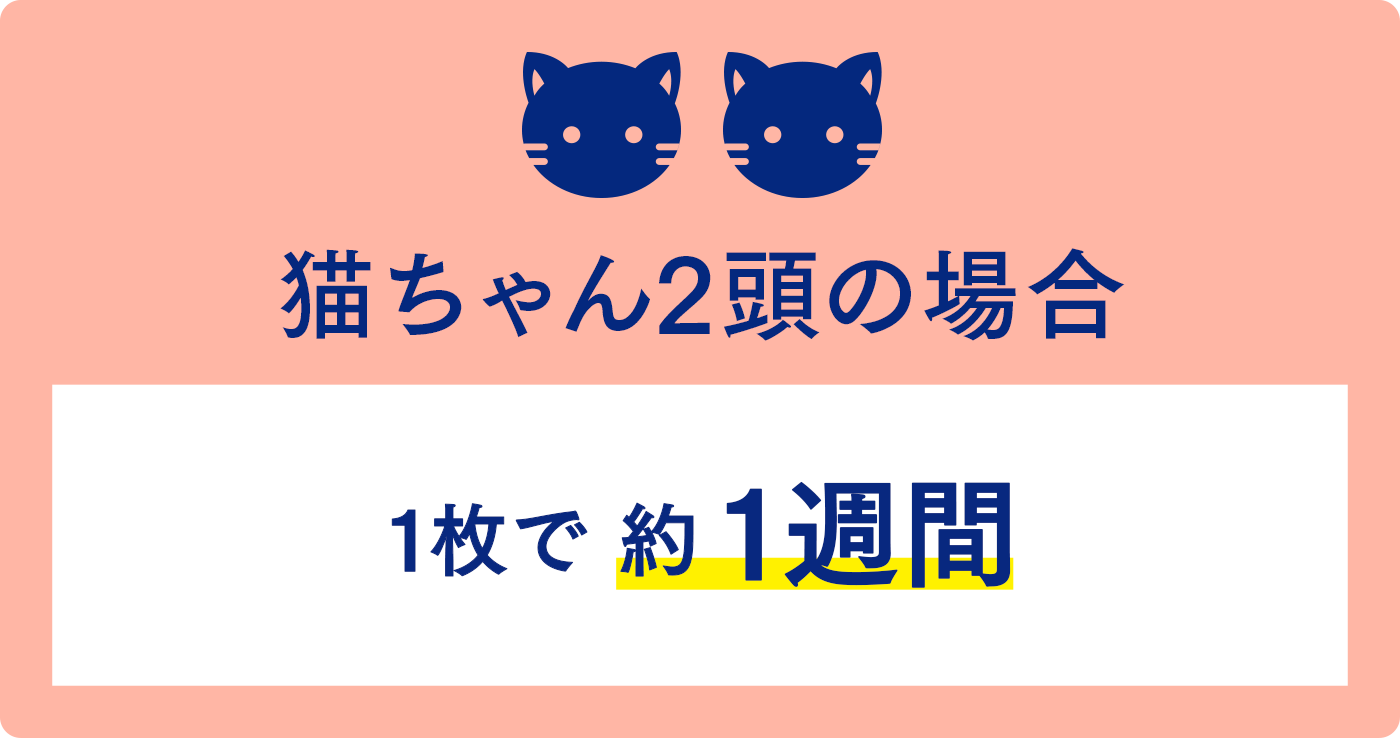 猫ちゃん2頭の場合 1枚で約 1週間
