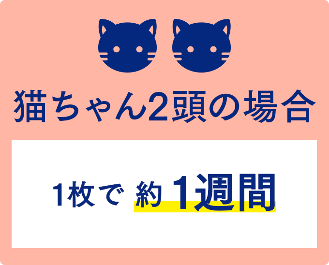 猫ちゃん2頭の場合 1枚で約 1週間