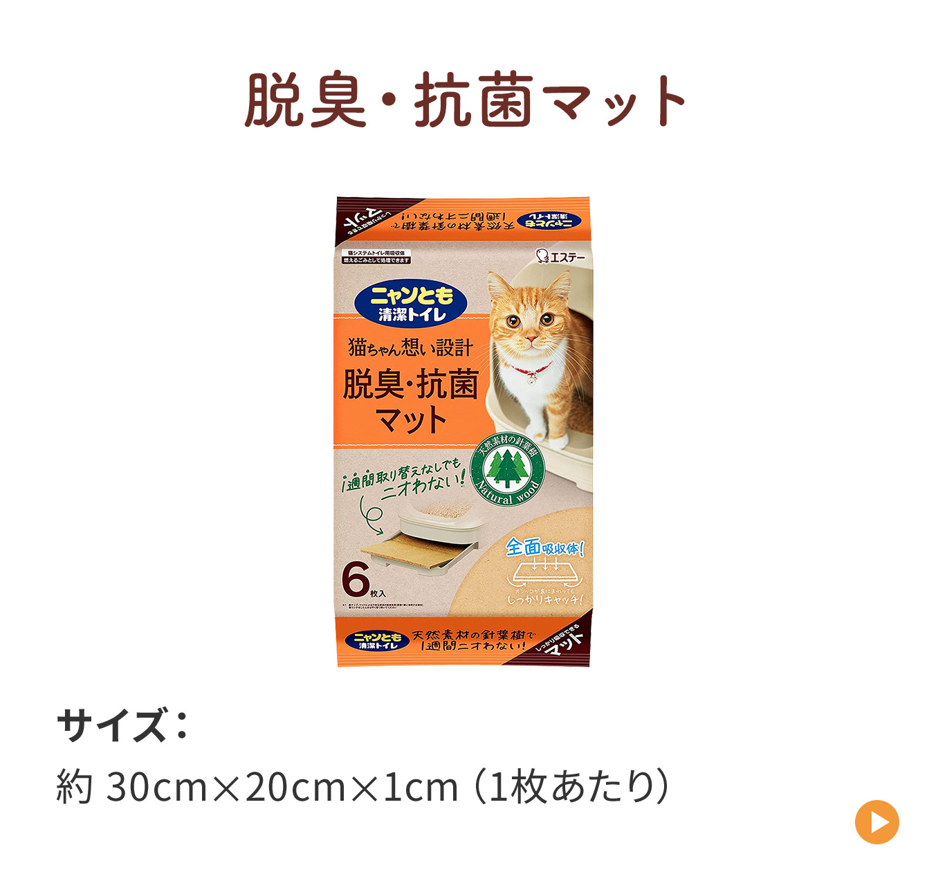 脱臭・抗菌マット サイズ：約 30cm×20cm×1cm（1枚あたり）
