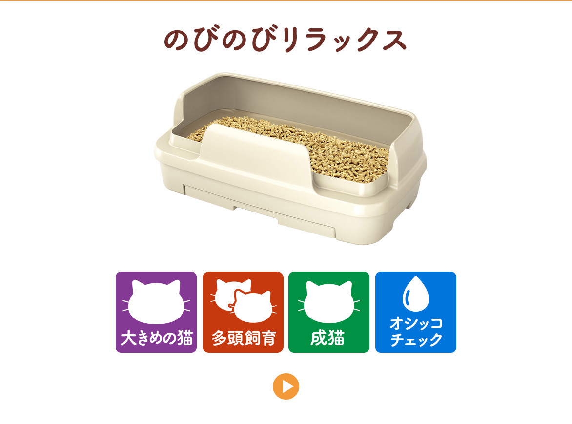 のびのびリラックス／おすすめシーン：大きめの猫、多頭飼育、成猫、オシッコチェック